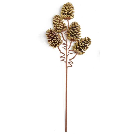 39" Gold Glittered Artificial Pine Cone Spray Set, 3ct.